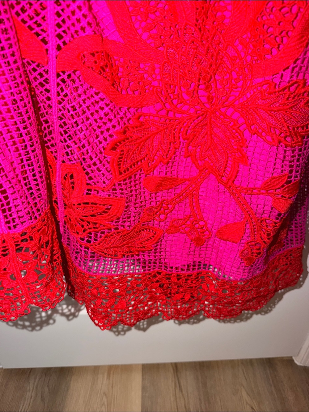FARM Rio Guipuire Lace One-Shoulder
Maxi Dress Red and Fushia - Picture 9 of 11